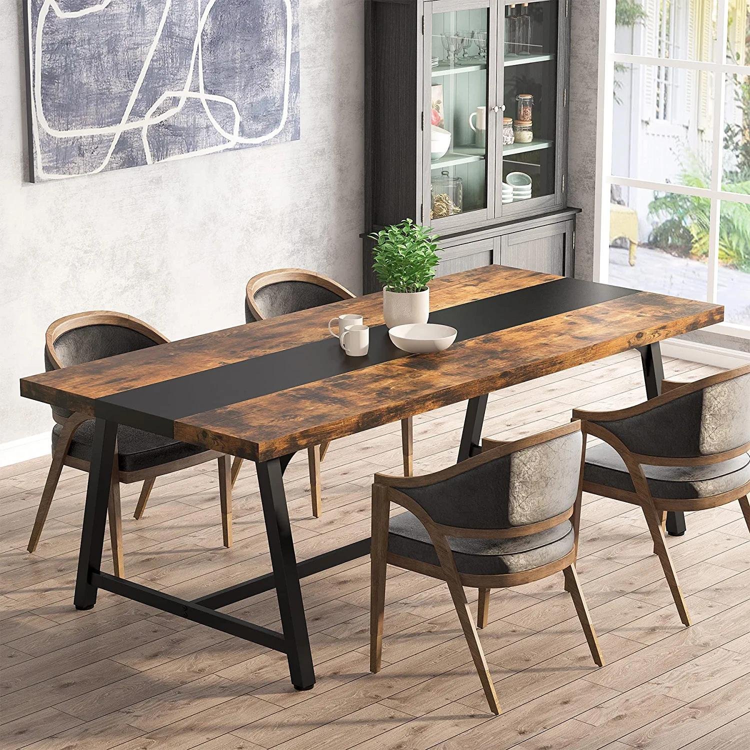 Industrial Wood & Metal Dining Table