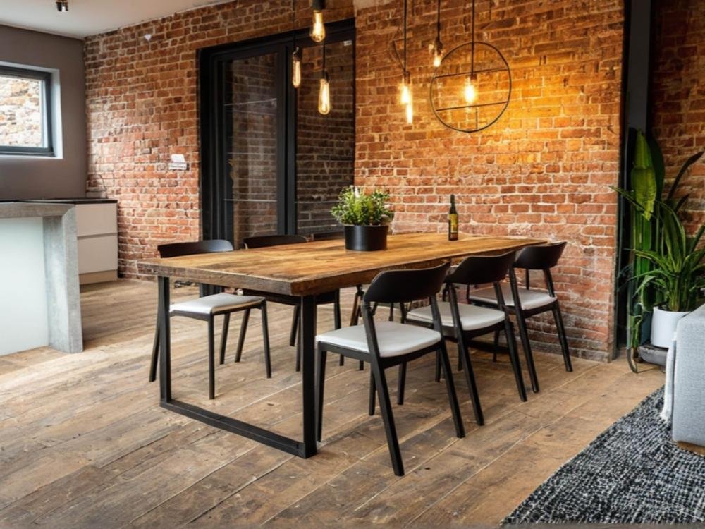Industrial Wood & Metal Dining Table