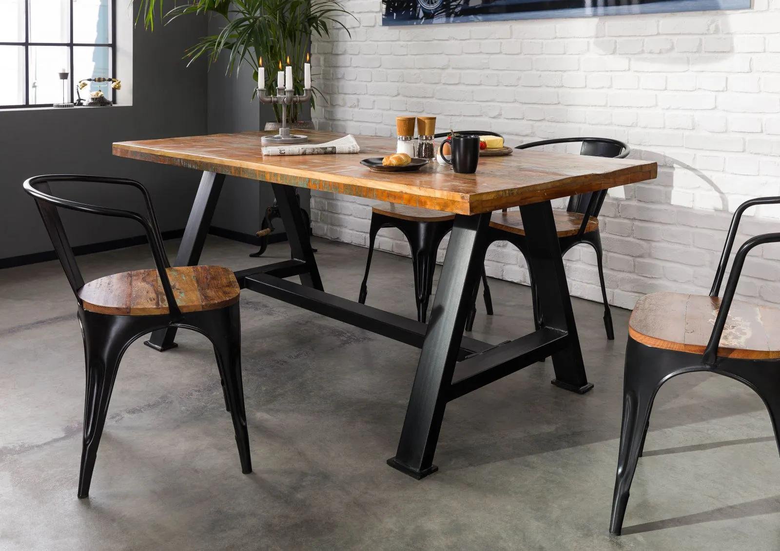 Industrial Wood & Metal Dining Table