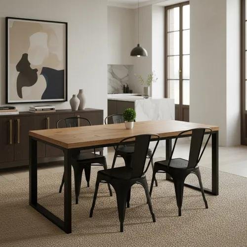 Industrial Wood & Metal Dining Table